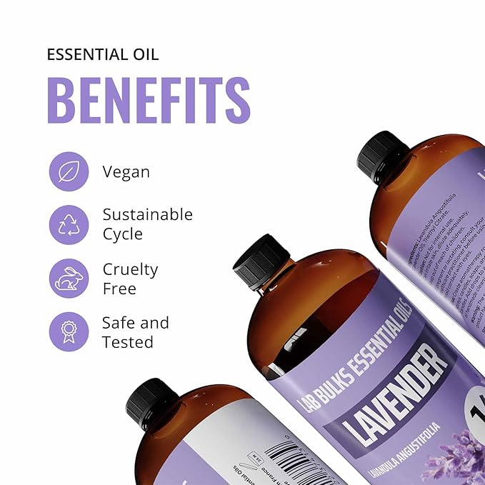 (2-Pack) Lavender Essential Oil for Diffusers, Candles, Hair, Spray, Home – 16 oz Bulk