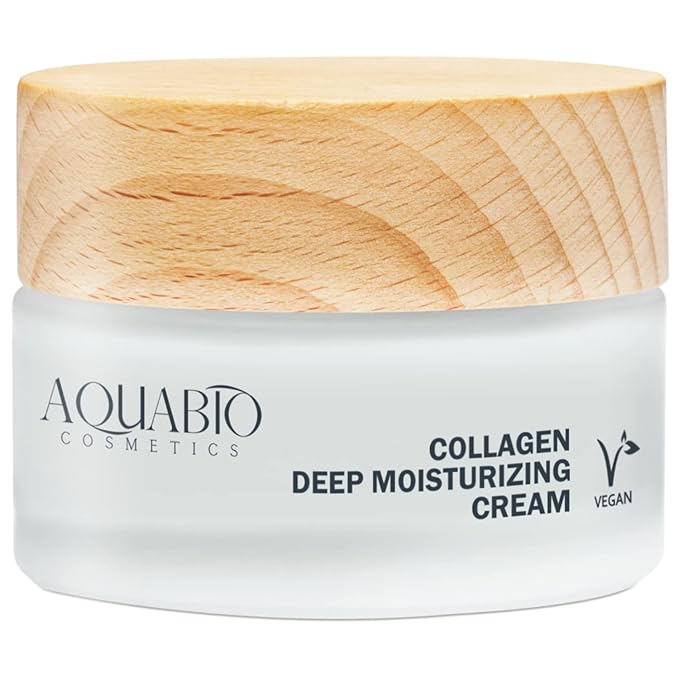AquaBio Organic Collagen peptide Anti Aging Face & Neck Moisturizing cream for women men. Advanced Firming Skin care anti Wrinkle. Day Overnight-All skin types