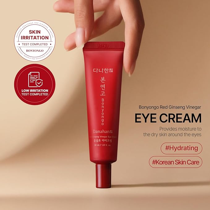 Bonyongo Red Ginseng Vinegar Eye Cream – Anti Aging Eye Treatment Cream for Youthful Radiant Skin - Wrinkle Improvement with Fermented Red Ginseng - Korean Skincare, 1.01oz.