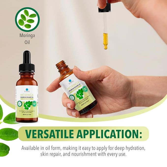 Dr. Robaina 100% Pure Moringa Oil – Deep Hydration, Skin Repair & Natural Antioxidants – Cold-Pressed, Organic & All-Natural Moisturizer – Made in USA