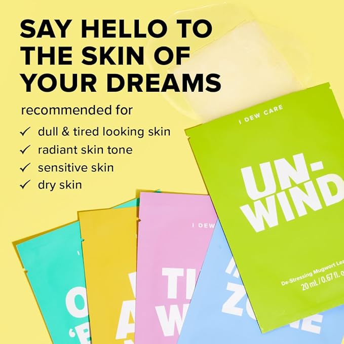 I DEW CARE Glass Skin Face Mask Variety Pack - Let's Do This Sheet | For Perfect Care Routine, Korean Face Masks Skincare, Olive Extract, Chamomile, Vitamin B3, Moisturizing, 14 Count