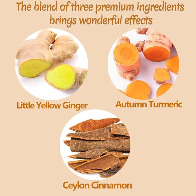 120 Premium Turmeric, Ginger, Cinnamon Blend Tea Bags, 100% Natural & No Additives & Caffeine Free.