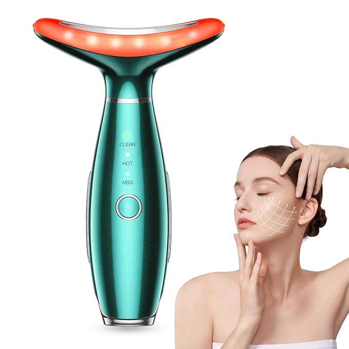 Neck Face Massager, 3-in-1 Portable Facial Massager (Green)