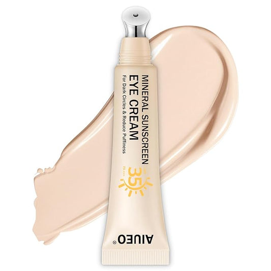 Scarman Mineral Eye Cream, 3-in-1 Anti-Aging Eye Cream, SPF 35, Wrinkle Care, Filter Phone Skin-Damaging Blue Light for Dark Circle and Fine Lines, 15ML(#01 Light)