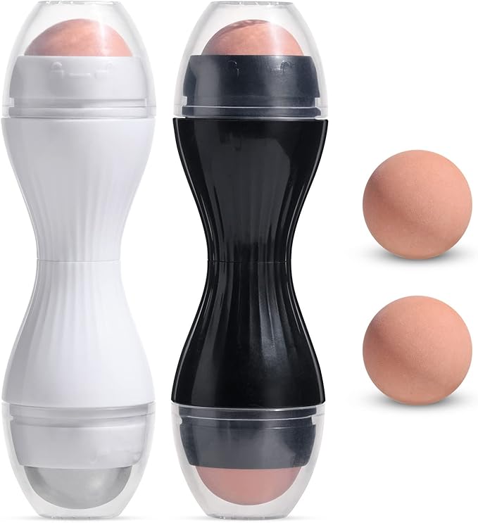 JPNK Oil Absorbing Volcanic Roller, Portable Reusable Oil-Resistant Face Roller, Oil Control Natural Stone Facial Tool, Suitable for Traveling at Home or Going Conduct for Skin Massage 2PCS