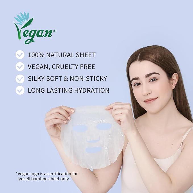 Cica Calming Mask for Face Sensitive Irritated Skin, Soothing, Moisturizing, Korean Anti Aging Face Mask, Eve Vegan, Chamomile, Hyaluronic Acid 10EA