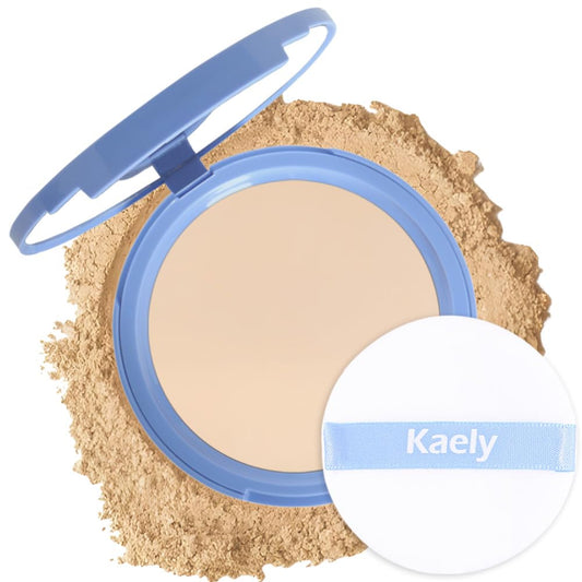 Kaely Pressed Face Powder Compact, Oil Control Flawless Makeup Setting Powder, Perfection Matte Compact Powder Foundation, polvo compacto de maquillaje, Lightweight Waterproof, 01 Calassic Ivory
