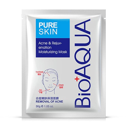 BIOAQUA PURESKIN - Acne & Rejuvenation Mask Sheet Treatment Face Rejuvenation Effective Removal Hamamelis Extract Nourishing Of (PACK OF 4 Mask Sheets = 4 x 30g)