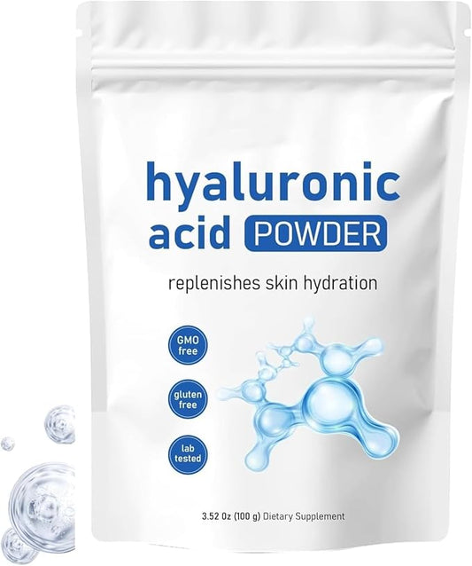 Hyaluronic Acid Serum Powder, 100 Grams | Low Molecular Weight, Cosmetics Grade | Skin Hydration and Moisture Support Supplements | Vegan, Water Soluble Ingredients
