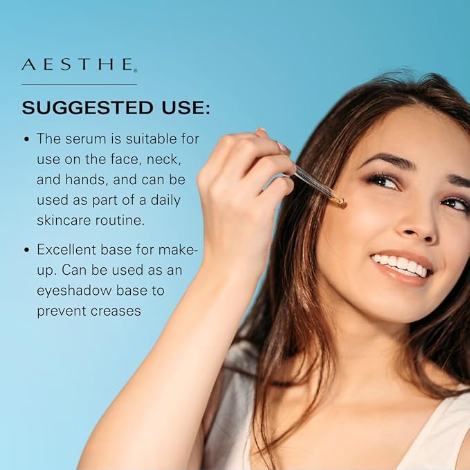 Aesthe Bio Serum for Face and Neck - Skincare Treatment for Wrinkles, Lines, Spots - Youthful Radiance - Uplifting Vitamin A, Primrose Oil, Retinyl Palmitate - Suitable for All Skin Types - 1.0 fl oz