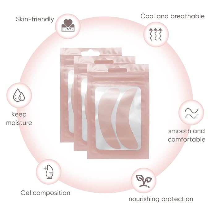 Libeauty Reusable Lash Extension eye pads 3 pairs Eyelash Lift/T-int Under Eye Gel Silicone Pads Patches Kit Soft and Skin-Friendly