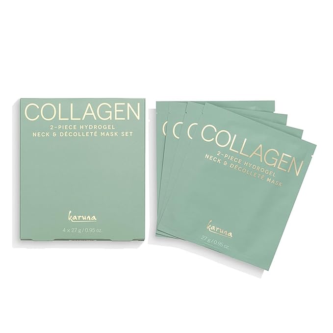 Karuna Skin - COLLAGEN Decollete & Neck Hydrogel Mask, 2-Piece Deeply Moisturizing Wrinkle Patches, Age-Defying, Hydrating & Rejuvenating, Targets Fine Lines & Wrinkles, 4 Packs