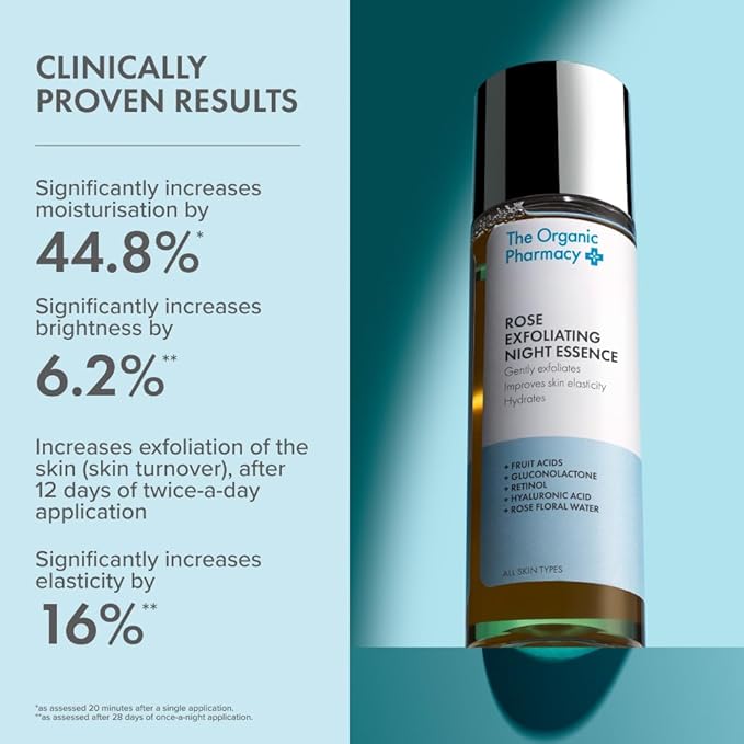 The Organic Pharmacy Rose Exfoliating Night Essence, Retinol and Hyaluronic Acid Formula, All Skin Types