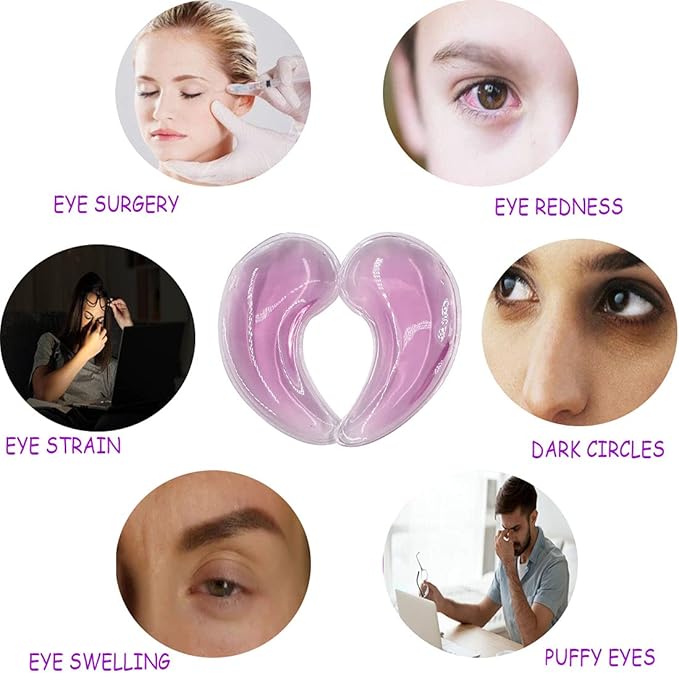Reusable Gel Eye Ice Pack, Cooling Eye Pad, Hot ＆ Cold Treatment for Eye Strain, Eye Swelling, Eye Redness, Puffy Eyes, Dark Circles, Smooth Fine Lines, and Eye Recover Surgery. 10PCS
