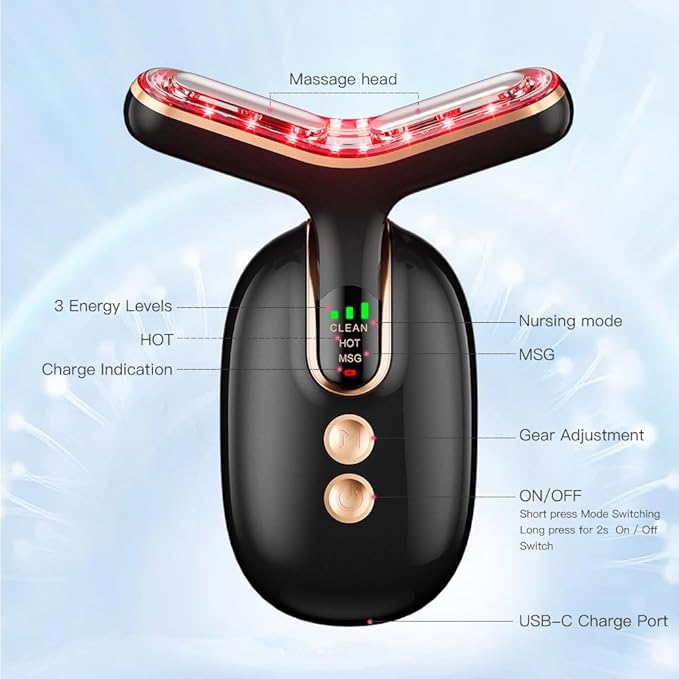 Neck Face Massager, Multifunctional Facial Massager, Face Sculpting Tool for Skin Care and Double Chin (Black Gold)