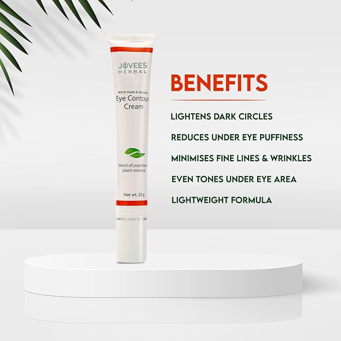 Eye Contour Cream with Hazel & Almond Remove Dark Circles & Puffiness 20gm by Jovees