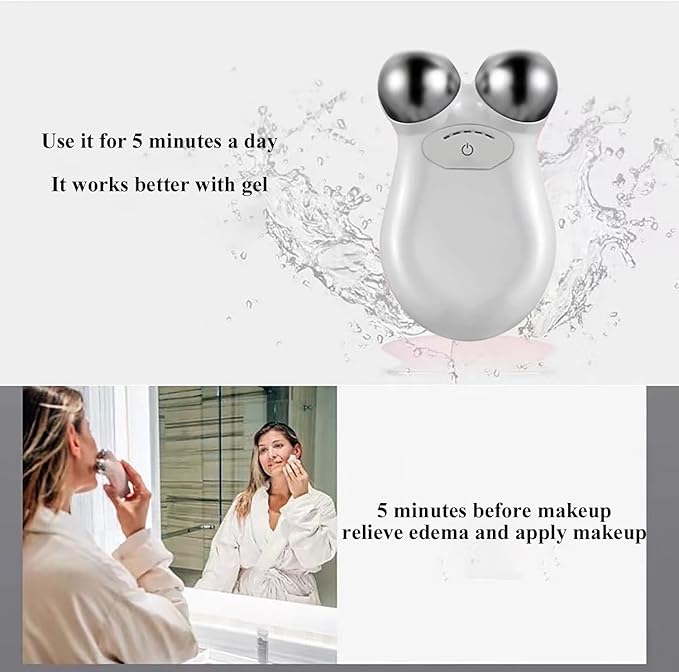 Microcurrent Facial Device,Enhances The Ability to Lift The Face and Tighten The Skin,Facial Wrinkle Equipment，White