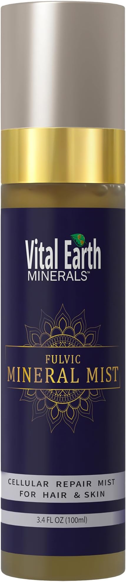 Vital Earth Fulvic Mineral Facial Mist, Travel-Friendly – Anti-Aging Face & Hair Spray for Cellular Renewal & Hydration, 3.4 Oz