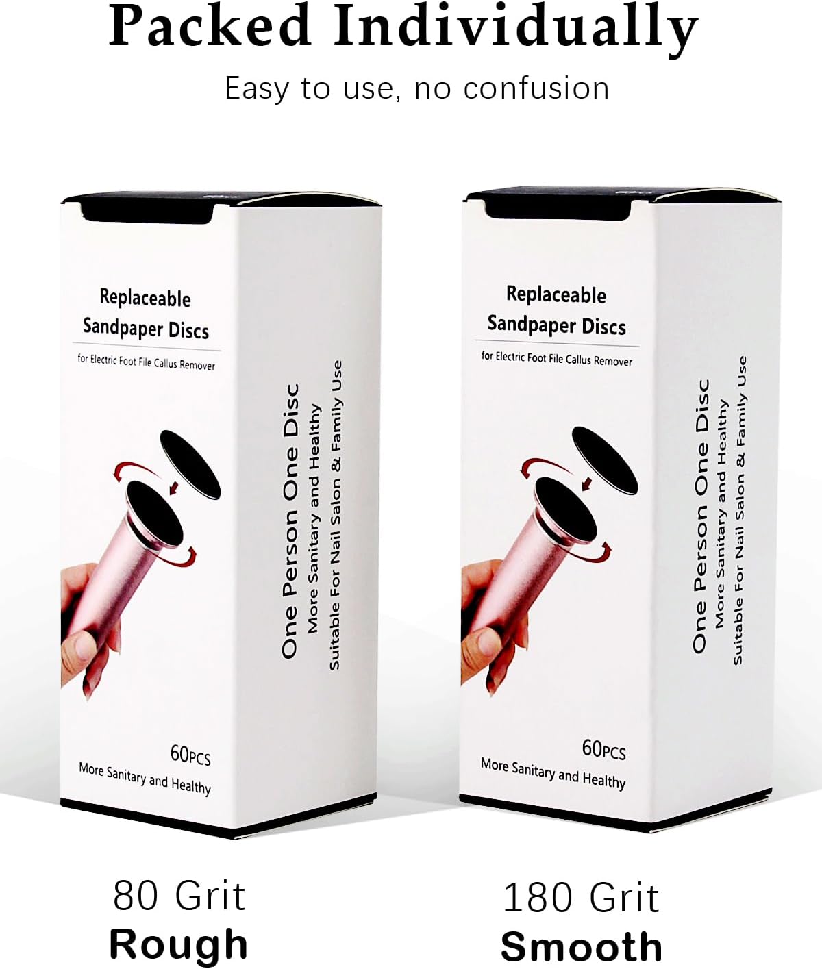 120pcs Foot File Sandpaper Discs Refill for Electric Callus Remover Dead Skin Removal (60pcs Rough 80 Grit + 60pcs Smooth 180 Grit)