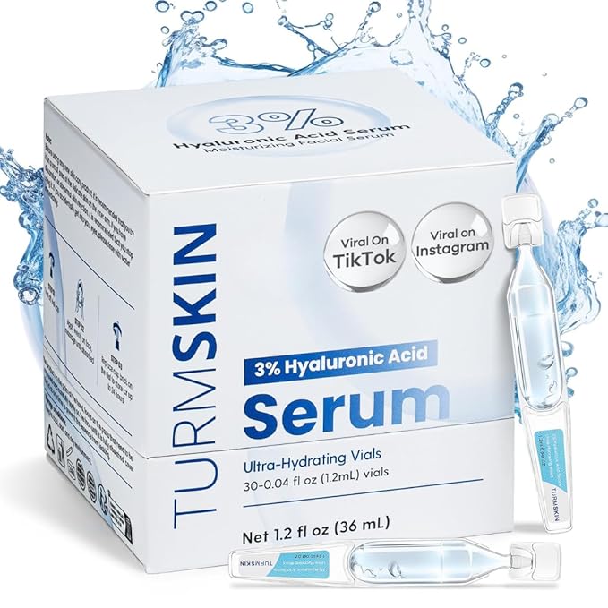 Original Turmskin Hyaluronic Acid Serum | Ultimate Hydration Boost for Your Aging Skin | 3% for 24-Hour Hydration & Glass Skin, Soft PE Ampoule Vials for Face & Skin
