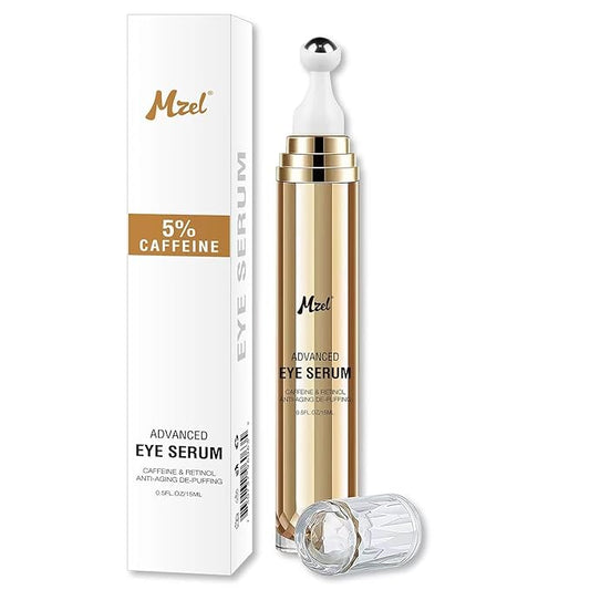 Advanced Caffeine Eye Serum 5% Eye Bag Reducer Under Eye Treatment for Dark Circles and Puffiness Eye Care Caffeine Solution Serum with 360° Massage Ball Reduce Eye Bags 0.5 fl oz