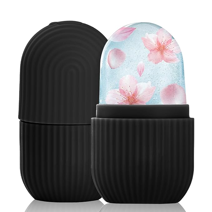 Ice Roller for Face and Eye, Upgrated Ice Face Roller,Facial Beauty Ice Roller Skin Care Tools, Ice Facial Cube, Gua Sha Face Massage, Silicone Ice Mold for Face Beauty (Black)