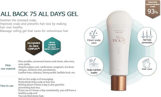 Barona CO,LTD, All Back 75, All Days Gel, Scalp Repair massge Gel