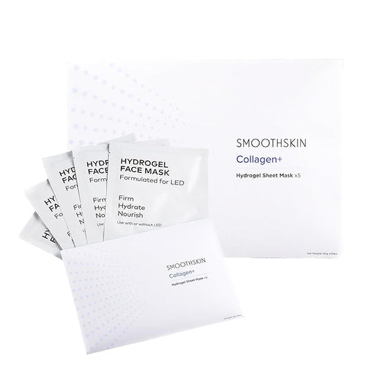 SMOOTHSKIN Hydrogel Face Masks for Deep Hydration, with Hyaluronic Acid & Niacinamide, Use LED Face Mask or Alone; 5 Per Pack