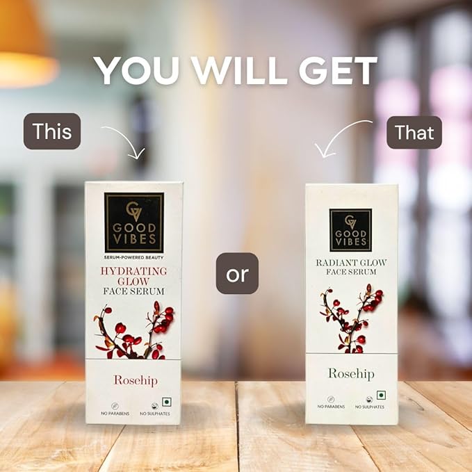 Good Vibes Rosehip Face Serum | Hydrating & Nourishing Formula for Smooth, Even Skin | Rich in Antioxidants & Natural Oils | Lightweight, Non-Greasy | No Parabens or Sulphates | 1.01 Fl Oz (30ml)