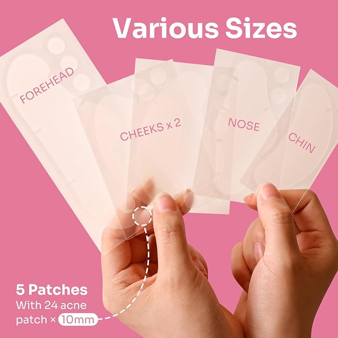 Conkote Acne Patches for Face, Large Pimple Patches to Absorb Acne Gunk from T-Zone, Cheeks, and Chin, Invisible Spot Treatment for Breakouts and Blemishese, 5 Count