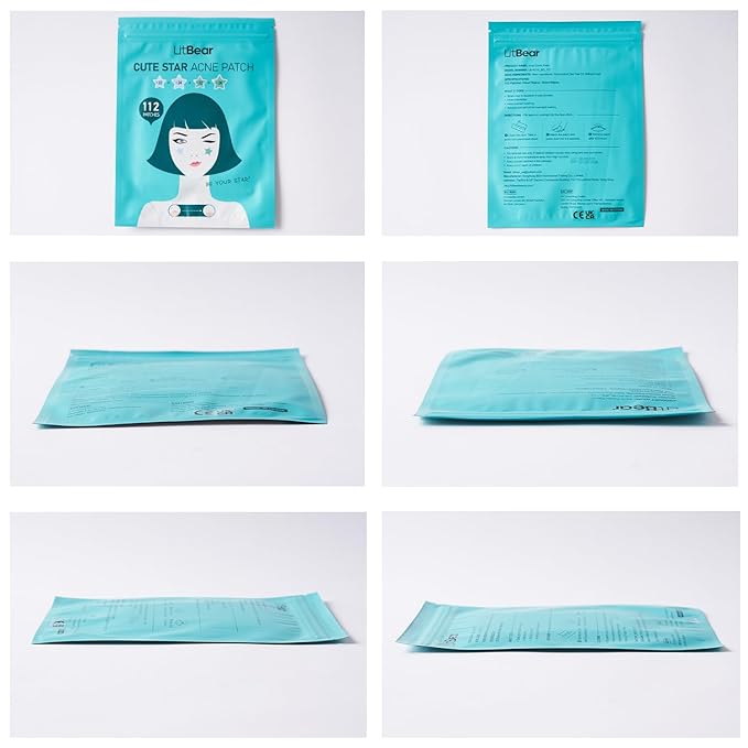 LitBaer Star-Shaped Pimple Patch Hydrocolloid Acne Stickers with Tea Tree Oil + Salicylic Acid, Cover Dot for Acne Blemish, Pimples, Whiteheads, Zit, Draw out Oil & Impurities, 112 Dots, 14mm & 10mm
