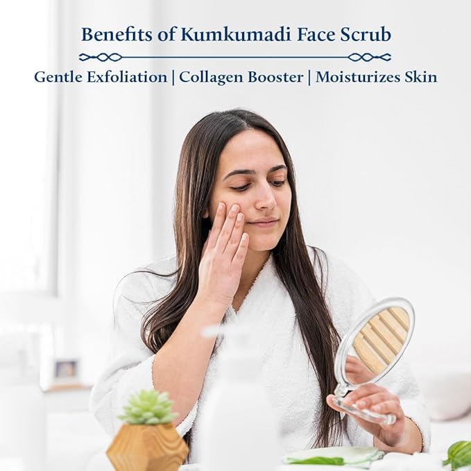 Blue Nectar Kumkumadi Face Oil for Glowing Skin with Natural Herbs (1 Fl Oz) & Kumkumadi Gentle Exfoliating Face Scrub for Tan Removal and Blackheads (1.76 Oz)