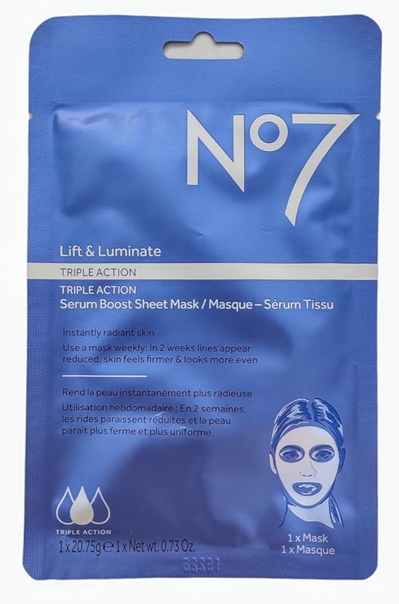 No7 Lift & Luminate TRIPLE ACTION serum boost sheet masks