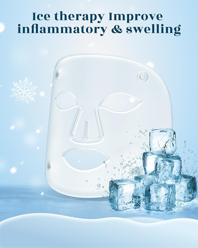 Red Light Therapy Mask for Face with Ice Compress, 7 Colors LED Face Mask Light Therapy with Near-Infrared 850nm, Anti-Aging Treatment at Home with Remote, 260 LEDs, Black Rose