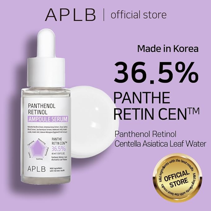 APLB Panthenol Retinol Ampoule Serum | PANTHE RETIN CEN™ 36.5% 1.35 FL.OZ/Korean Skincare, Deep hydration, Elasticity care, Sensitive skin, Wrinkle care, Revitalize for gentle and improve skin texture