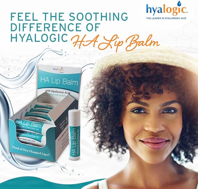 Hyalogic HA Lip Balm - Hyaluronic Acid & Organic, Natural Coconut Oil - Soothes Dry, Chapped Lips - Plumping, Moisturizing & Nourishing - Unflavored - Fragrance & Dye Free - 4.25g - 1 Stick