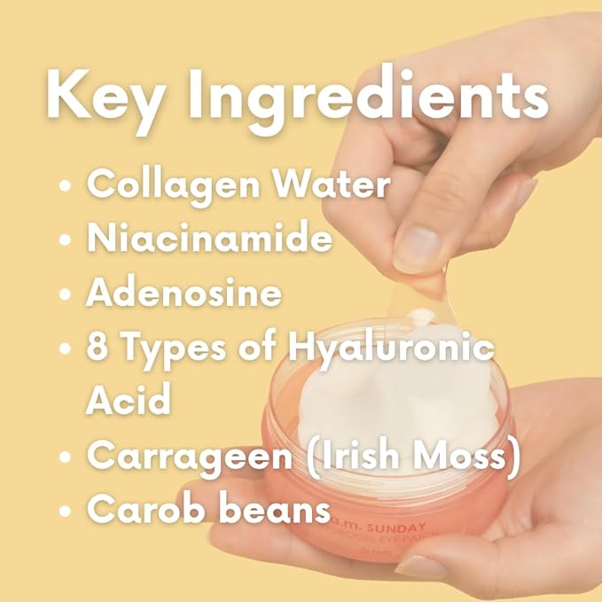 KOCOSTAR Hydrogel Eye Patches with Low Molecular Weight Norwegian Bio-Collagen, Reduces Dark Circles and Wrinkles, Under Eye Masks for Puffy Eyes, Hydrating for Dry Skin, Korean Skincare (48 patches)