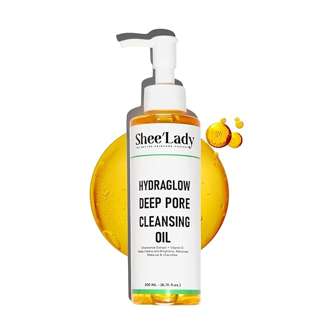 Shee'lady Hydraglow Deep Pore Cleansing Oil, limpiador facial en aceite – Best Cleansing Oil for Face, Blackhead & Makeup Remover Korean Skin Care, 6.76 fl oz (200ml)