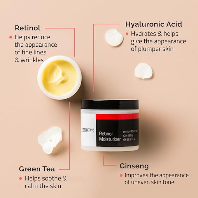 YEOUTH Retinol Cream for Face, Retinol Face Cream for Women and Men with Hyaluronic Acid and Green Tea, Night Moisturizer for a Smoother Appearance 4oz