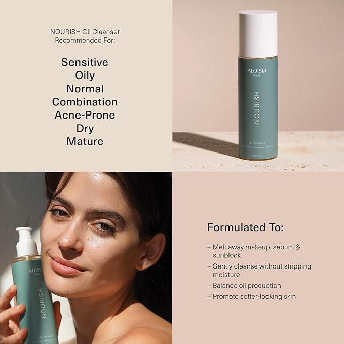 NOURISH Oil Cleanser for Face- Luxurious Makeup Remover & Deep Cleansing Oil, Melts Away Impurities Without Clogging Pores, Infused with Apricot for Ultimate Hydration, 6.7 Oz