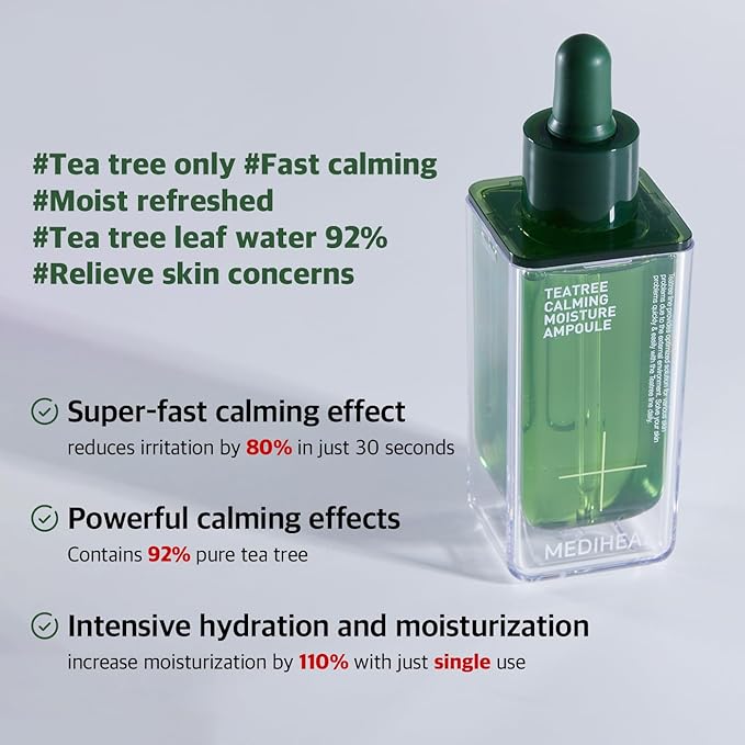 Mediheal Teatree Calming Moisture Ampoule,50ml Quick Calming and deep Hydrating with 92% Pure Tea Tree