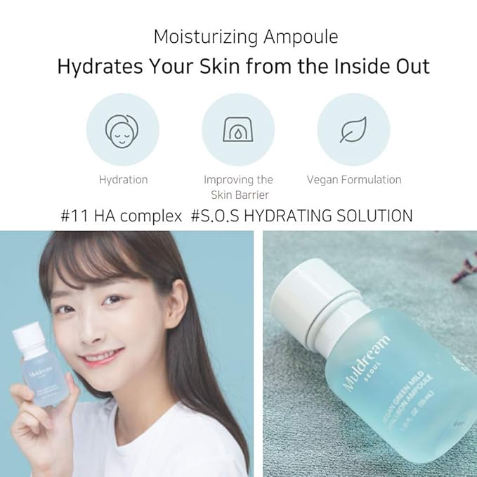 Vegan Green Mild Hyaluron Ampoule 55mL / 1.85 Fl oz - SOS Moisture Care