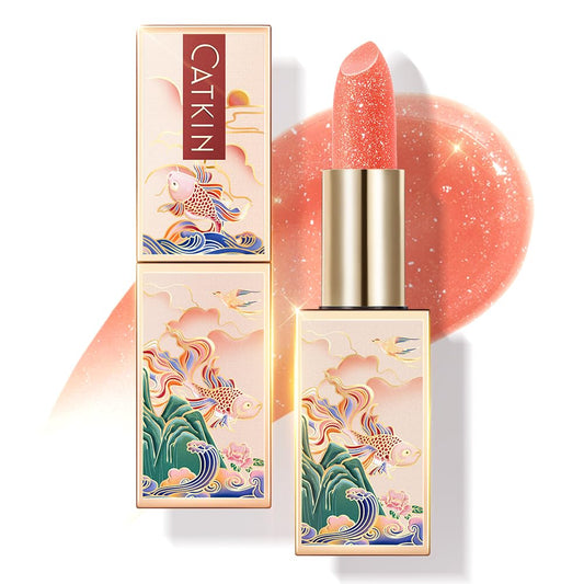 CATKIN Tinted Lip Balm Glitter Lip Stain Ultra Hydrating Lip Moistrurizer Lip Care with Vitamin E Nourishing For Cracked & Dry Lips 0.12 oz C11 Fairy - Coral Pink