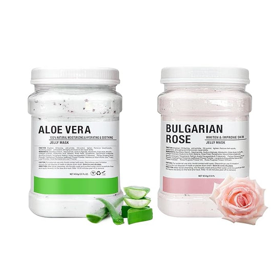 Professional Face Jelly Mask - Bulgarian Rose Aloe Vera Moisturizing Jelly Masks for Facials, 23 fl oz Jar