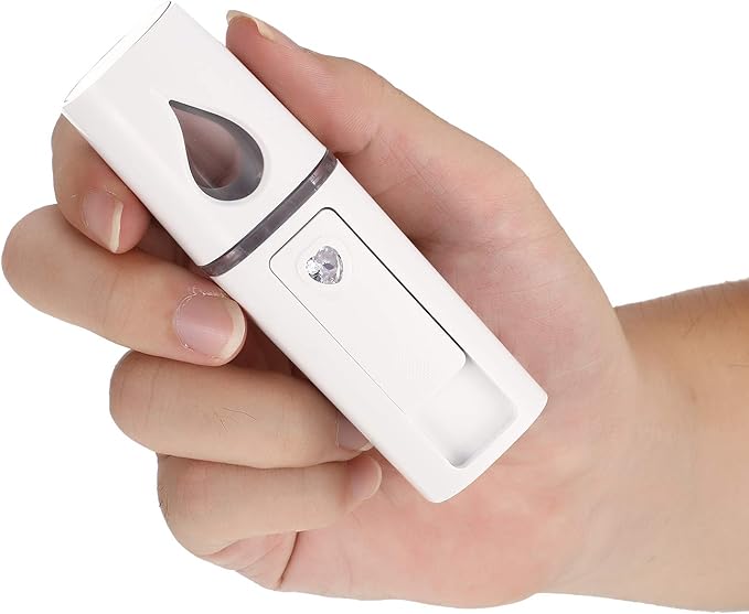 2 Pieces Nano Facial Mister Portable Mini Face Mist Steamer Handy Mist Sprayer with Mirror Design Moisturizing and Hydrating for Eyelash Extension (White, Pink)