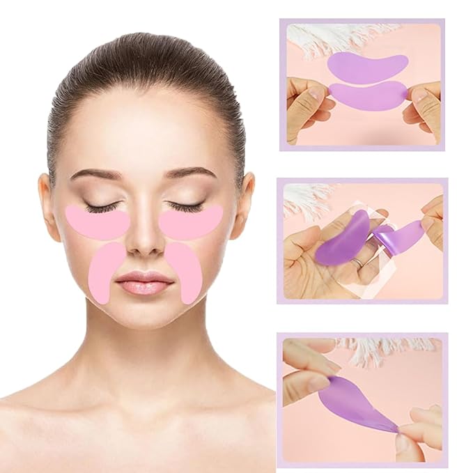 3 Pairs Silicone Reusable Eye Patches Eye Wrinkle Patches Under Eye Patches Mask for Plump Fine Lines & Wrinkles (Pink+White+Purple)