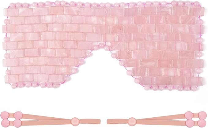 ideayard Rose Quartz Eye Mask, Cooling Eye Mask 100% All Natural Crystal Mask for Facial Puffy Eyes Reusable