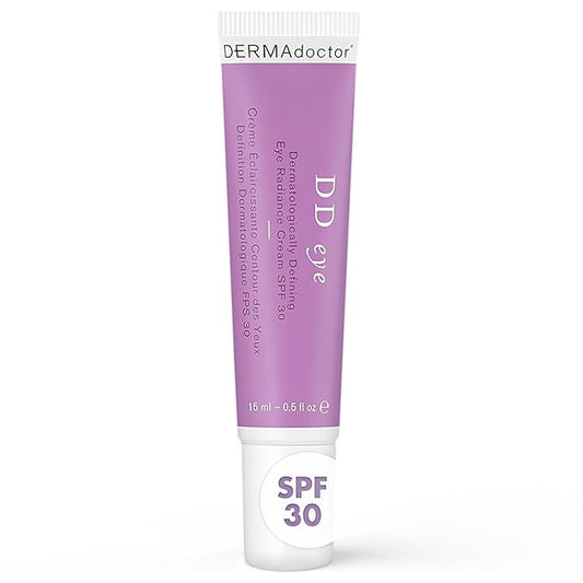 DERMAdoctor DD Eye Dermatologist Formulated Defining Radiance Boosting Caffeine Eye Cream with SPF 30; Eye Cream for Dark Circles, Puffy Eyes Treatment, Brightening and Smoothing - 0.5 oz