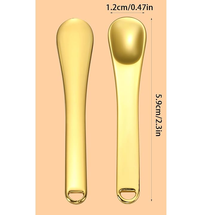 Mini Metal Makeup Spatula - Reusable Stainless Steel Cosmetic Scoop Tool for Face Mask Creams, Lotions & Moisturizers, Precision Skin Care Applicator (4 Pack)