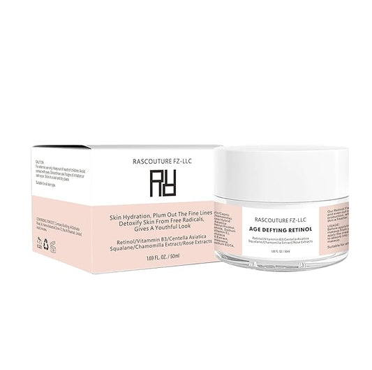 Ras Age Defying Retinol for Face, Plums out Fine Lines, Reduces Large Pores, Detoxify Skin from Free Redicals, Gives youthful Look, With Vitamin B3, Rose Extract, Chamomile, Centella Asiatica 50ml